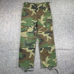 Vintage Vanguard Ripstop Camo Pants Woodland BDU 30 x 26.5" Military Green Cargo